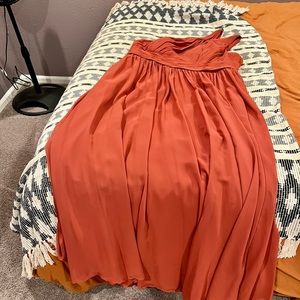 Off the shoulder Azazie burnt orange/rust XL bridesmaid dress